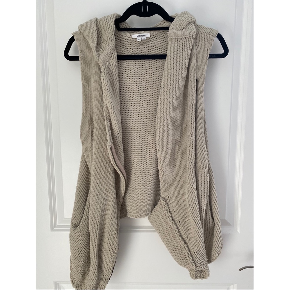 Helmet Lang Beige Knitted Vest with Hood